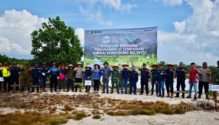 PT TIMAH Tanam Ratusan Pohon di Sempadan Sungai Romodong